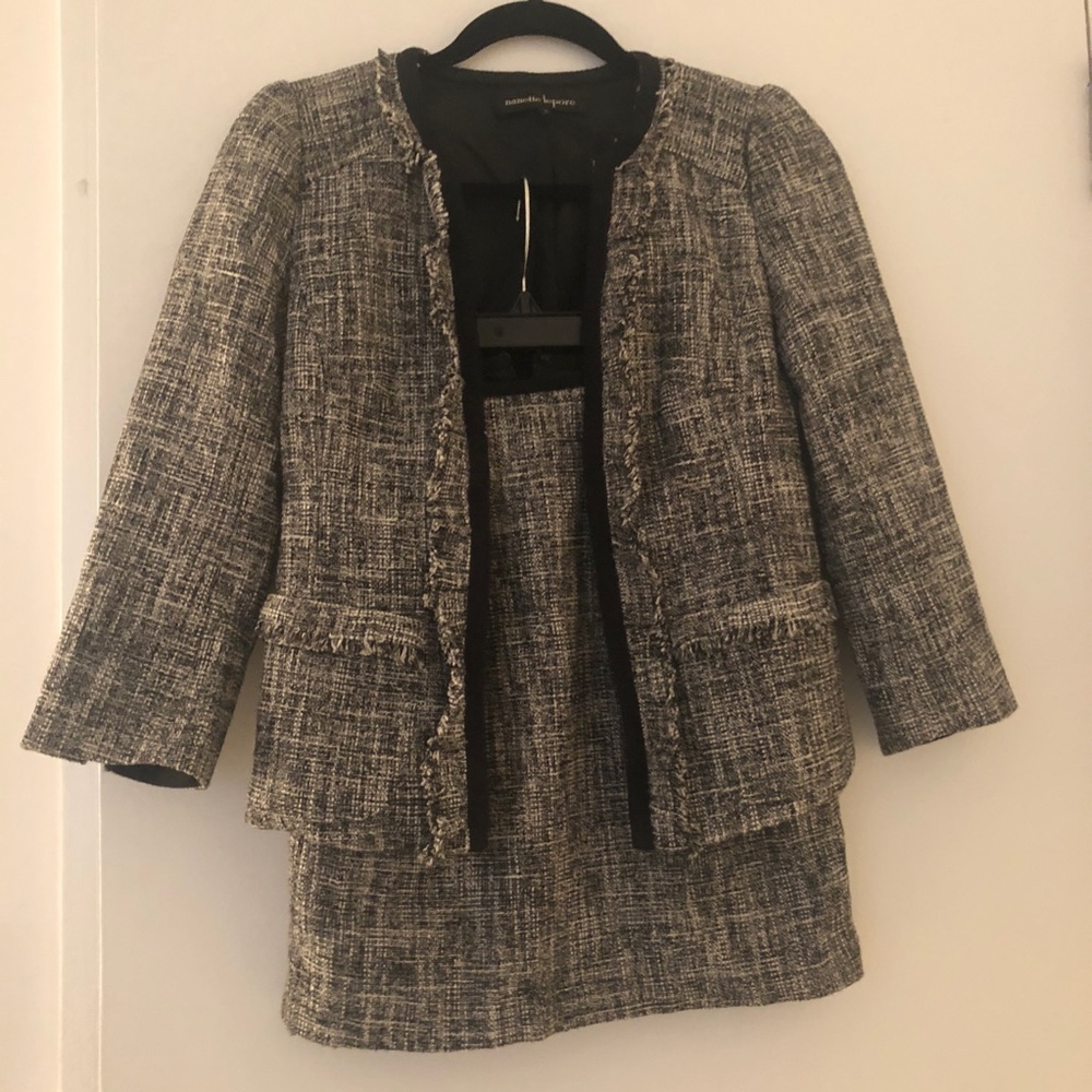 Nanette Lepore Tweed Blazer Ans Skirt Sz 0